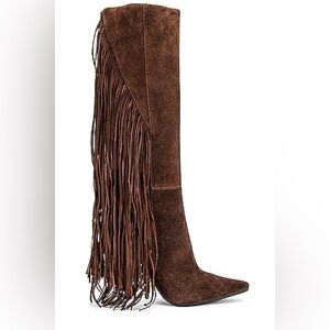 Jeffrey Campbell Brown Heeled Fringe Boots